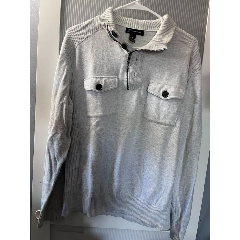 E_International Concepts Mens Size M white_grey sweatshirt